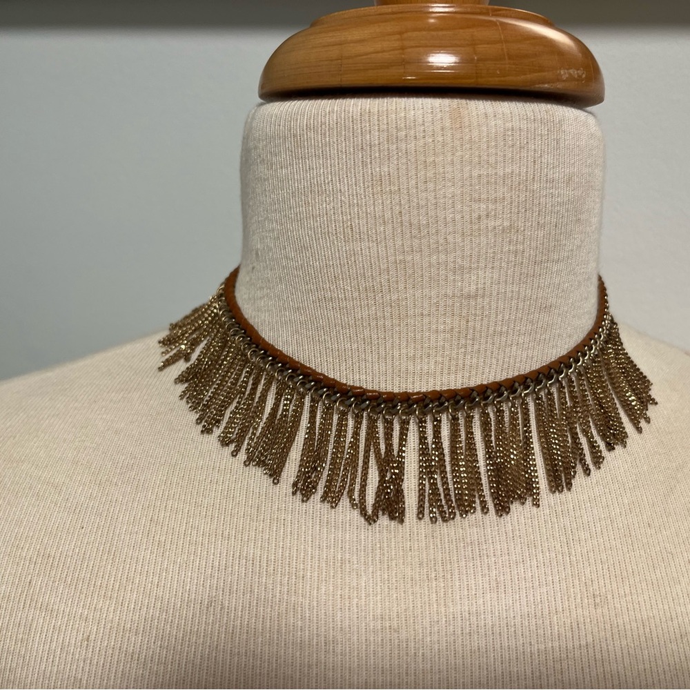 Gold Fringe Choker Necklace